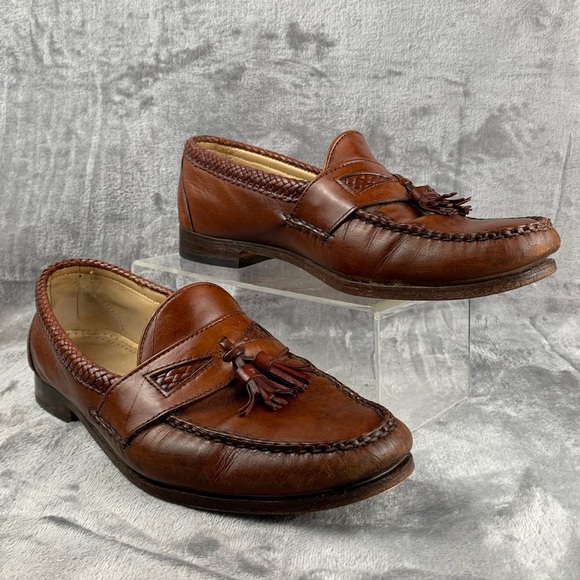 Allen Edmonds Maxfield Tassel Loafer Mens Size 10.5 E Dress Shoes Brown Leather - Picture 1 of 11